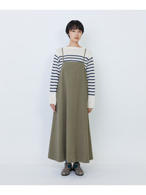 【LOISIR】【MTサイズ有り】コットンツイルエプロンワンピース 詳細画像 カーキ 12