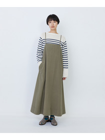 【LOISIR】【MTサイズ有り】コットンツイルエプロンワンピース 詳細画像 カーキ 6