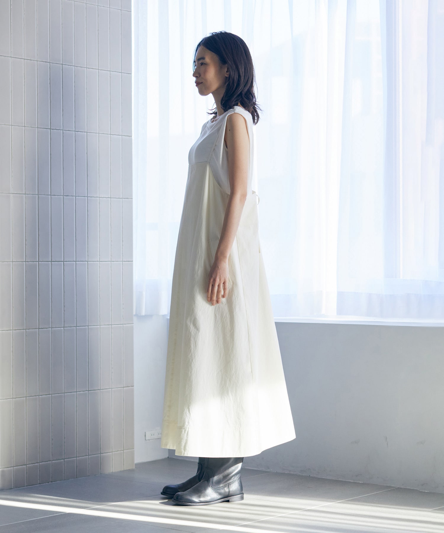 【LOISIR】【MTサイズ有り】コットンツイルエプロンワンピース 詳細画像 カーキ 10