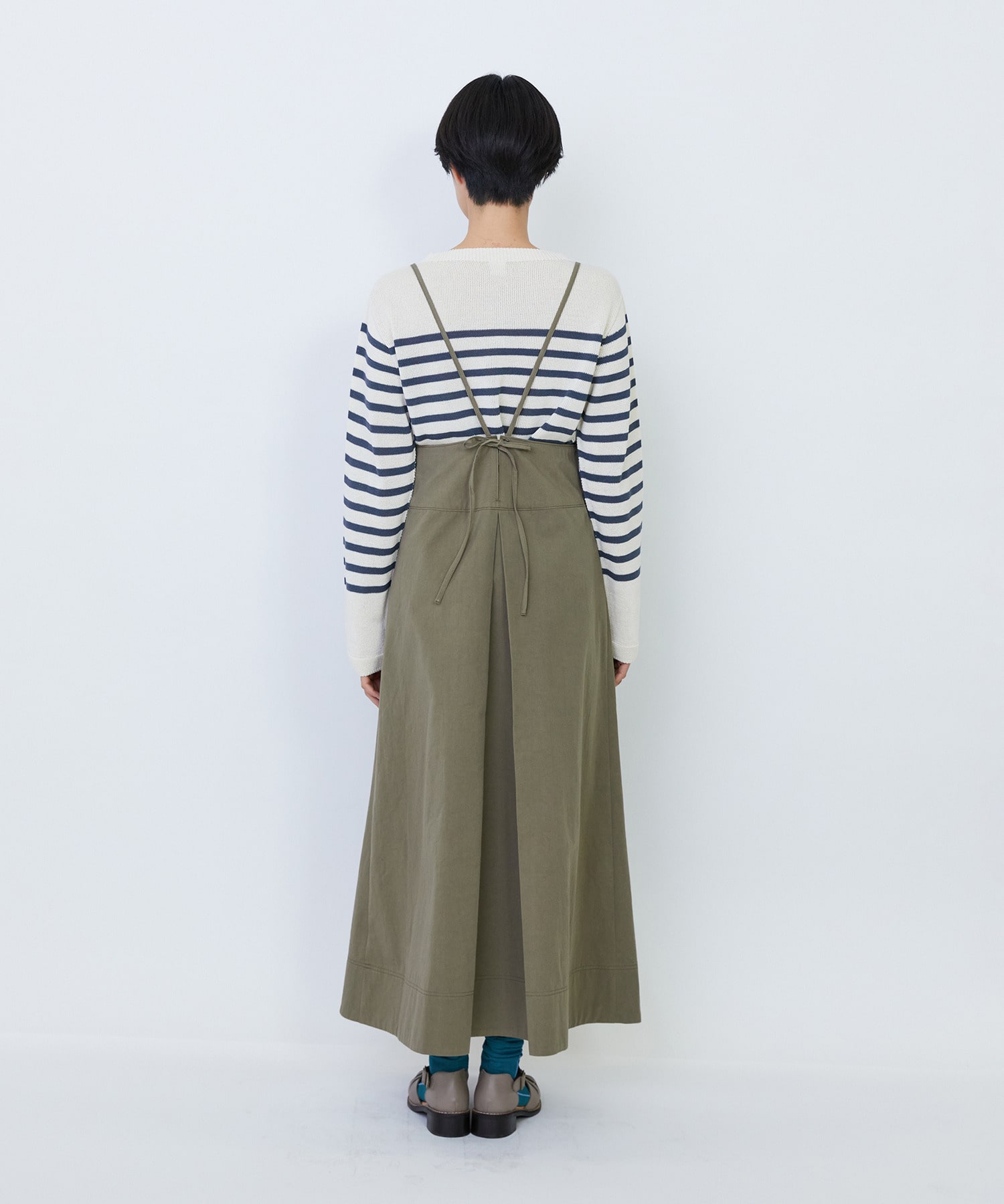 【LOISIR】【MTサイズ有り】コットンツイルエプロンワンピース 詳細画像 カーキ 14