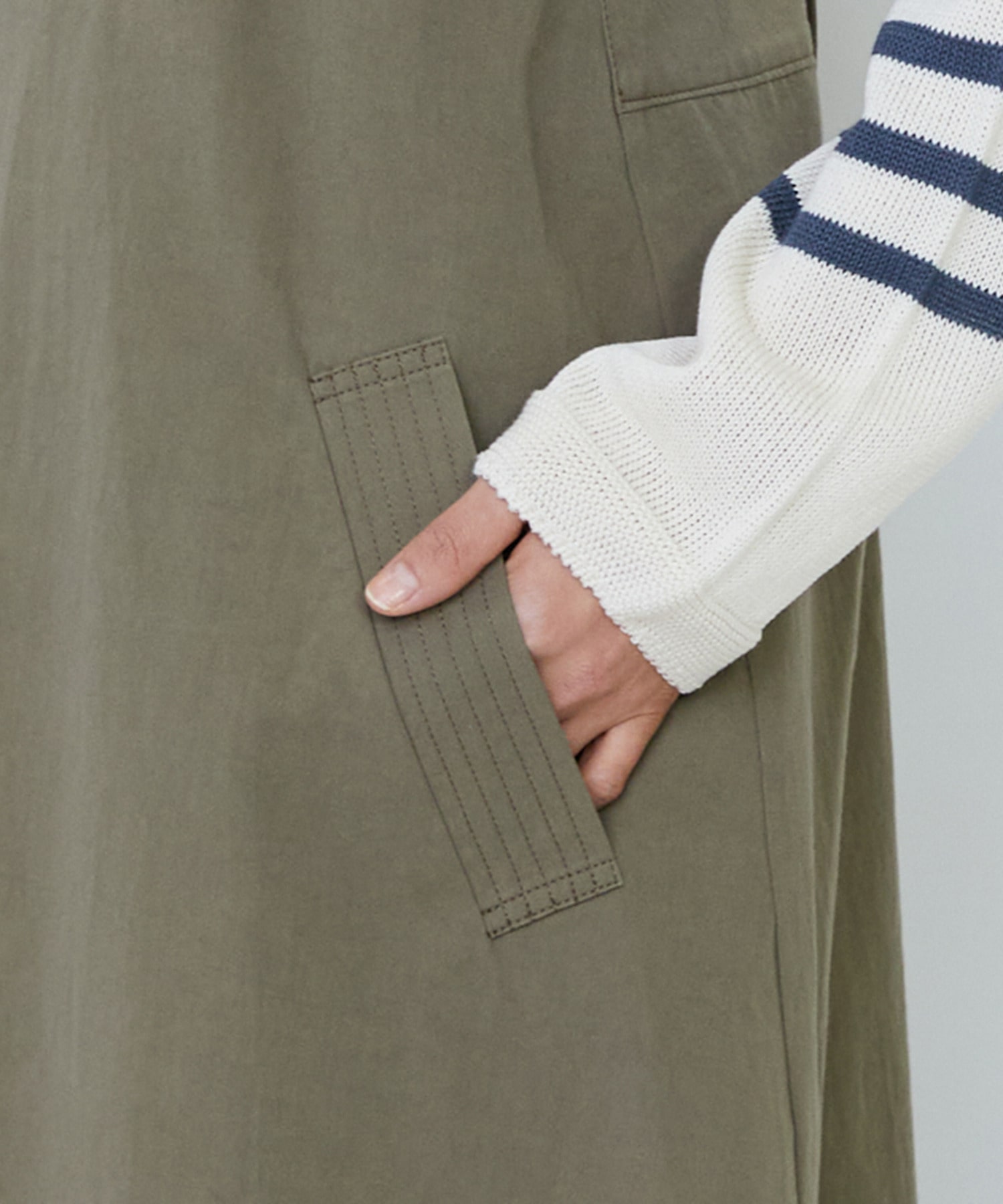 【LOISIR】【MTサイズ有り】コットンツイルエプロンワンピース 詳細画像 カーキ 17