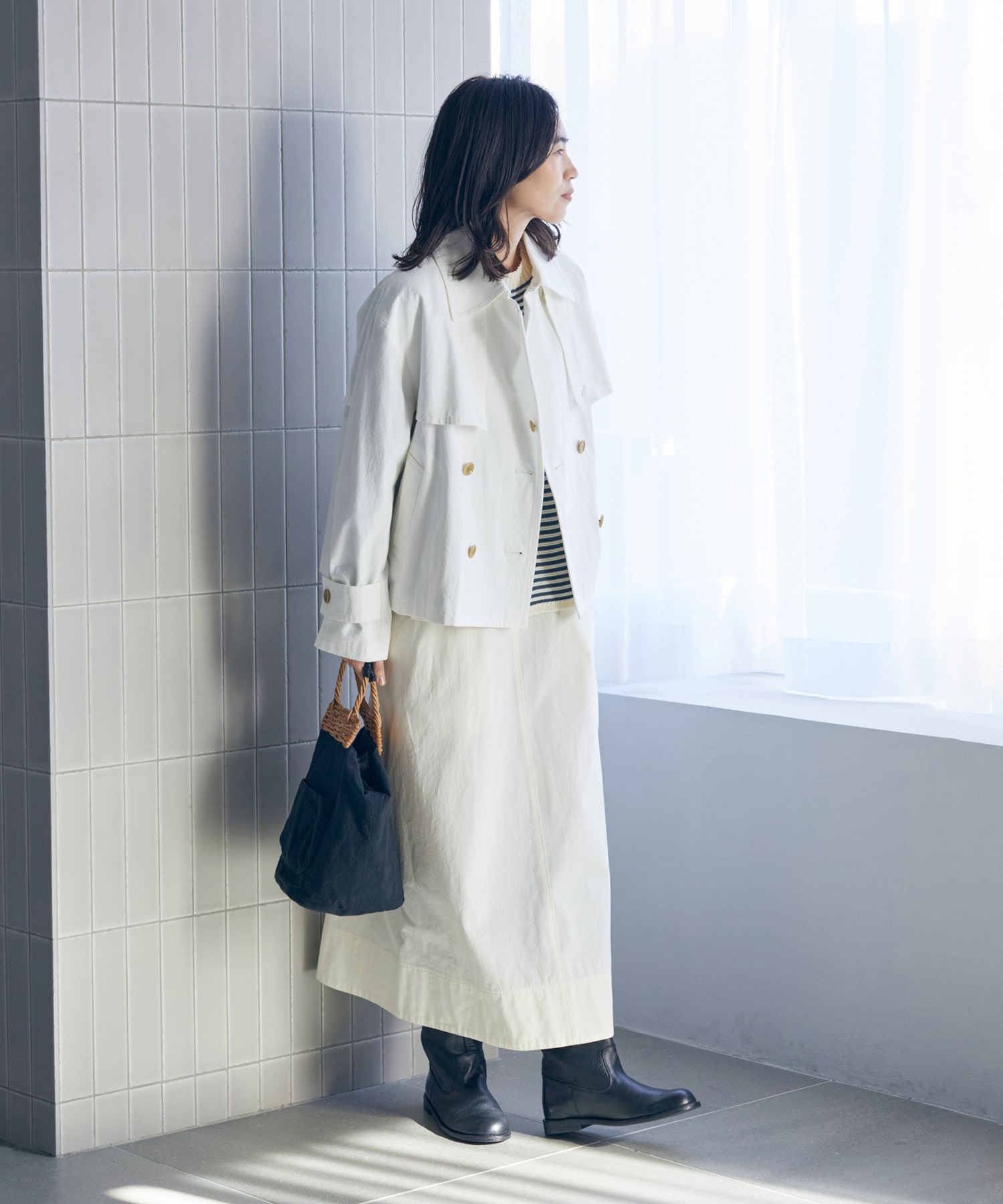 【LOISIR】【MTサイズ有り】コットンツイルエプロンワンピース 詳細画像 カーキ 3