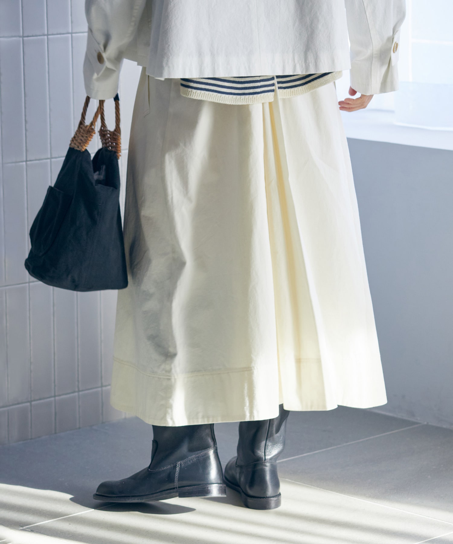 【LOISIR】【MTサイズ有り】コットンツイルエプロンワンピース 詳細画像 カーキ 4