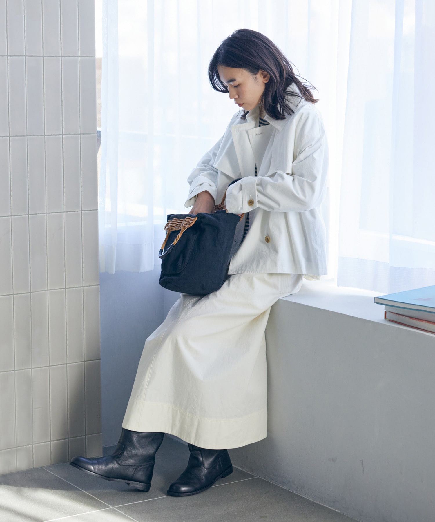 【LOISIR】【MTサイズ有り】コットンツイルエプロンワンピース 詳細画像 カーキ 5