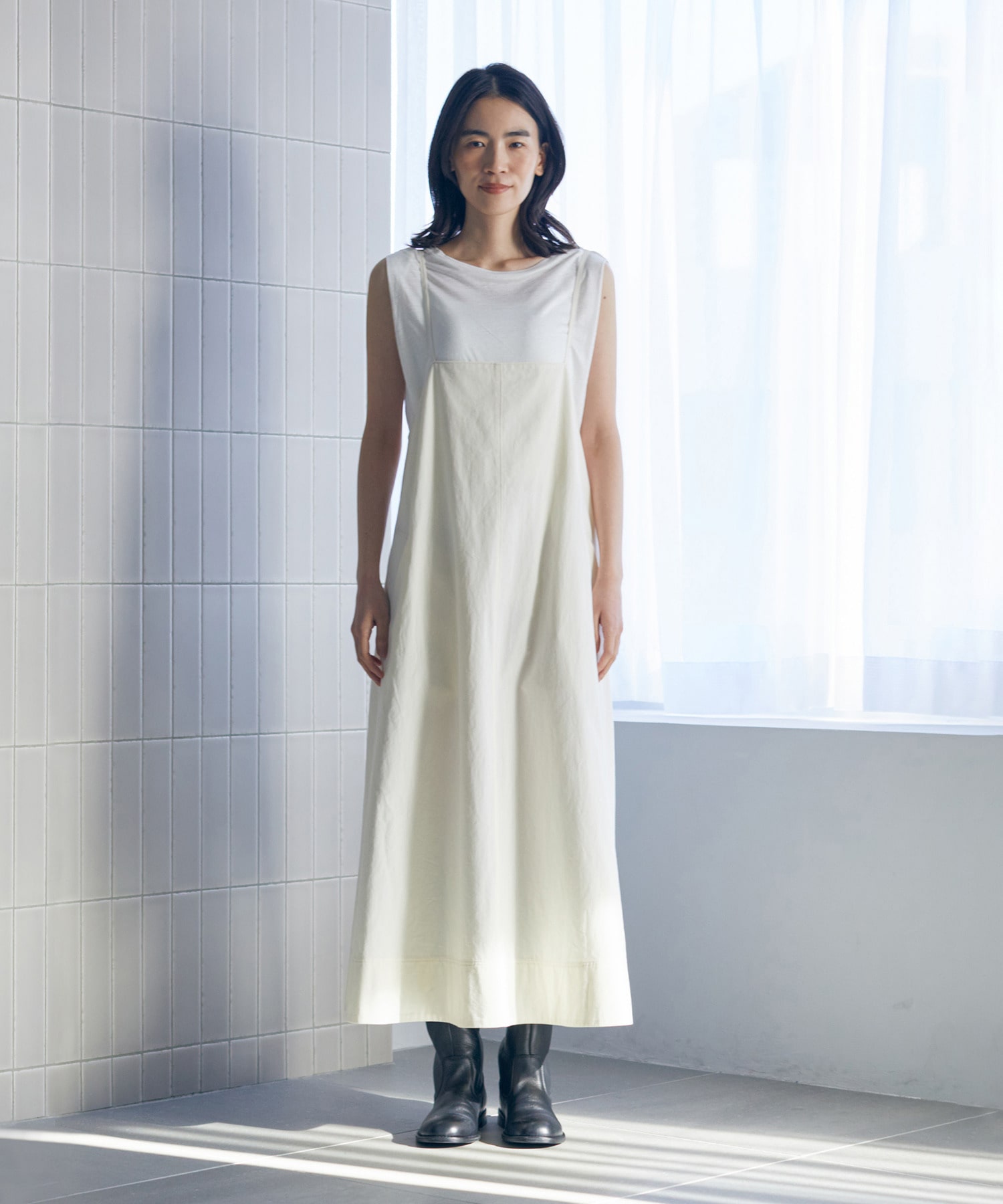 【LOISIR】【MTサイズ有り】コットンツイルエプロンワンピース 詳細画像 カーキ 9