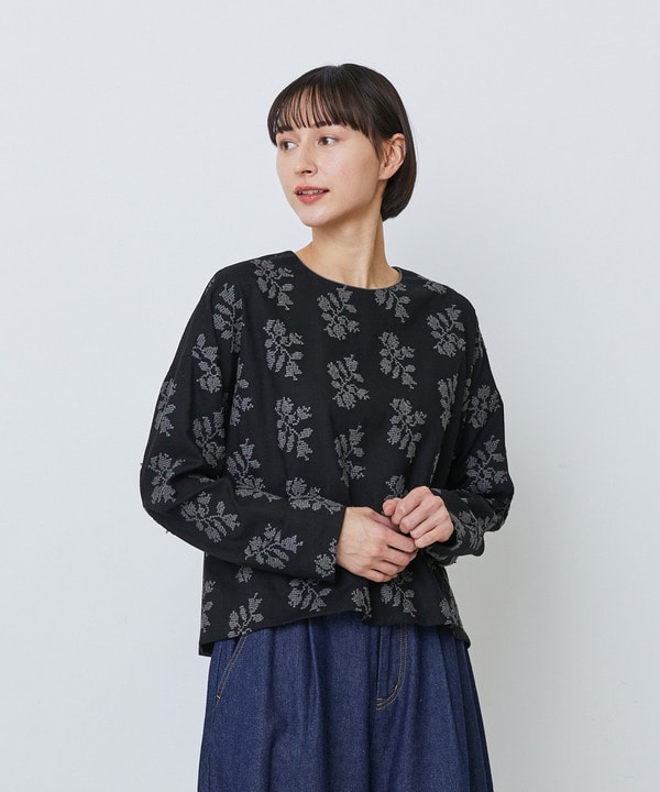 オリジナル柄刺繍ボクシーブラウス 詳細画像 ブラック系その他 1