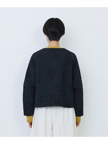 【LOISIR】コットンリネンキルティング風刺繍ノーカラージャケット 詳細画像 ブラック系その他 10