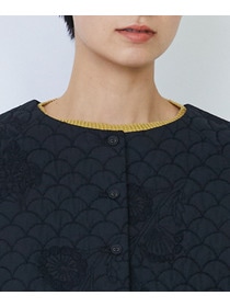 【LOISIR】コットンリネンキルティング風刺繍ノーカラージャケット 詳細画像 ブラック系その他 11