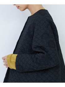 【LOISIR】コットンリネンキルティング風刺繍ノーカラージャケット 詳細画像 ブラック系その他 13