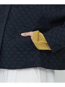 【LOISIR】コットンリネンキルティング風刺繍ノーカラージャケット 詳細画像 ブラック系その他 14