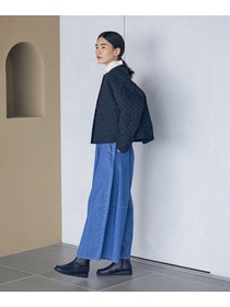 【LOISIR】コットンリネンキルティング風刺繍ノーカラージャケット 詳細画像 ブラック系その他 2