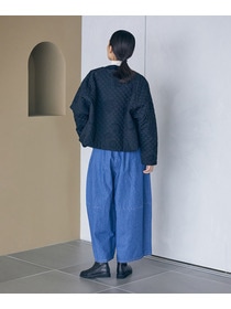 【LOISIR】コットンリネンキルティング風刺繍ノーカラージャケット 詳細画像 ブラック系その他 3