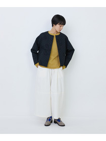 【LOISIR】コットンリネンキルティング風刺繍ノーカラージャケット 詳細画像 ブラック系その他 4