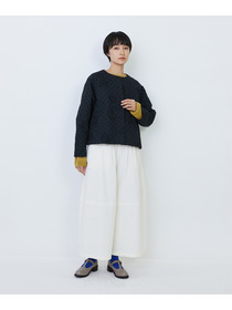 【LOISIR】コットンリネンキルティング風刺繍ノーカラージャケット 詳細画像 ブラック系その他 5