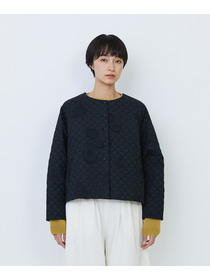 【LOISIR】コットンリネンキルティング風刺繍ノーカラージャケット 詳細画像 ブラック系その他 8