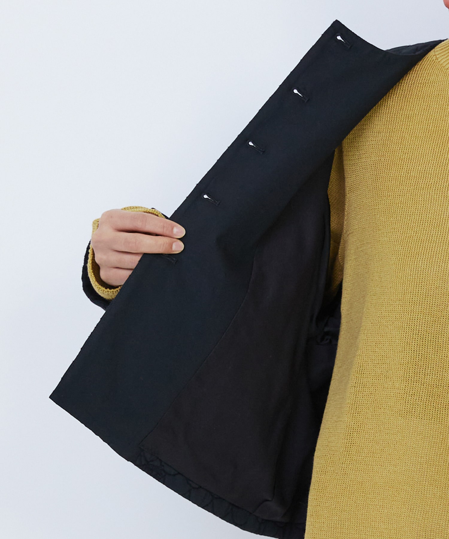 【LOISIR】コットンリネンキルティング風刺繍ノーカラージャケット 詳細画像 ブラック系その他 15