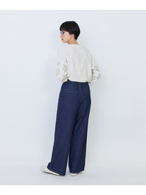 【LOISIR】【MTサイズ有り】綿麻ライトデニムワイドパンツ 詳細画像 ライトインディゴブルー 5