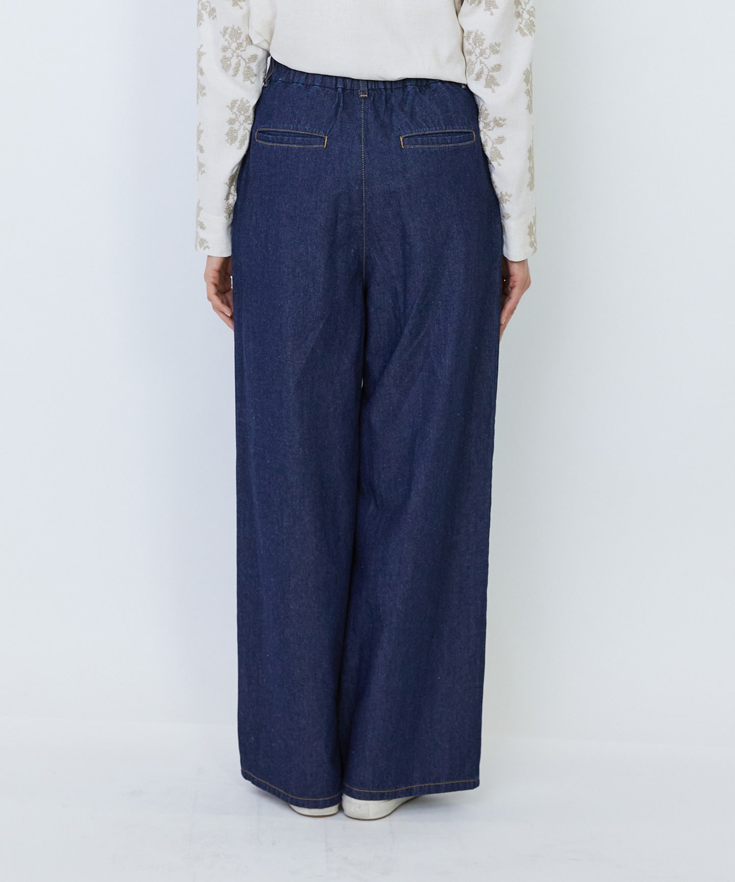 【LOISIR】【MTサイズ有り】綿麻ライトデニムワイドパンツ 詳細画像 ライトインディゴブルー 11