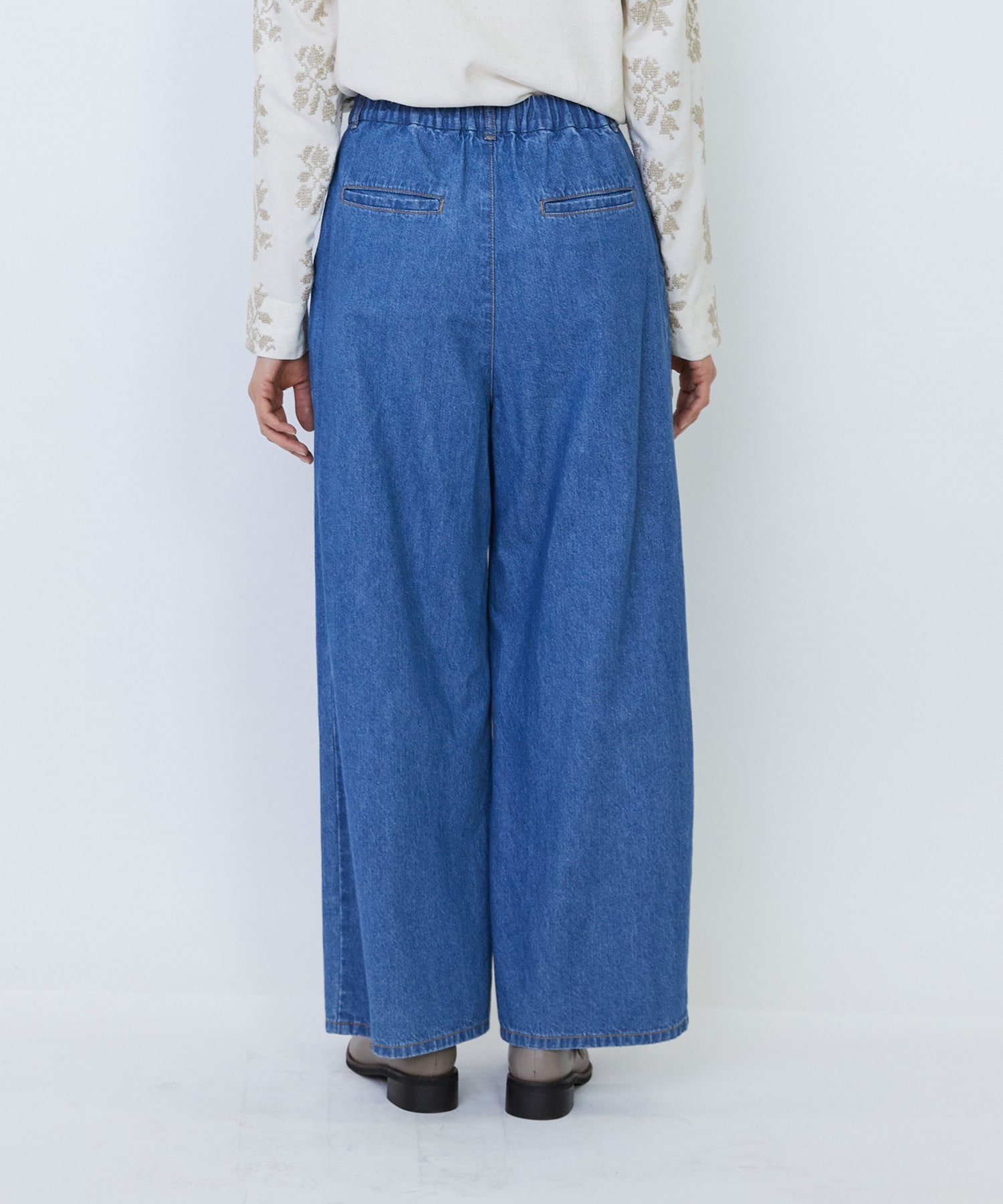 【LOISIR】【MTサイズ有り】綿麻ライトデニムワイドパンツ 詳細画像 ライトインディゴブルー 14
