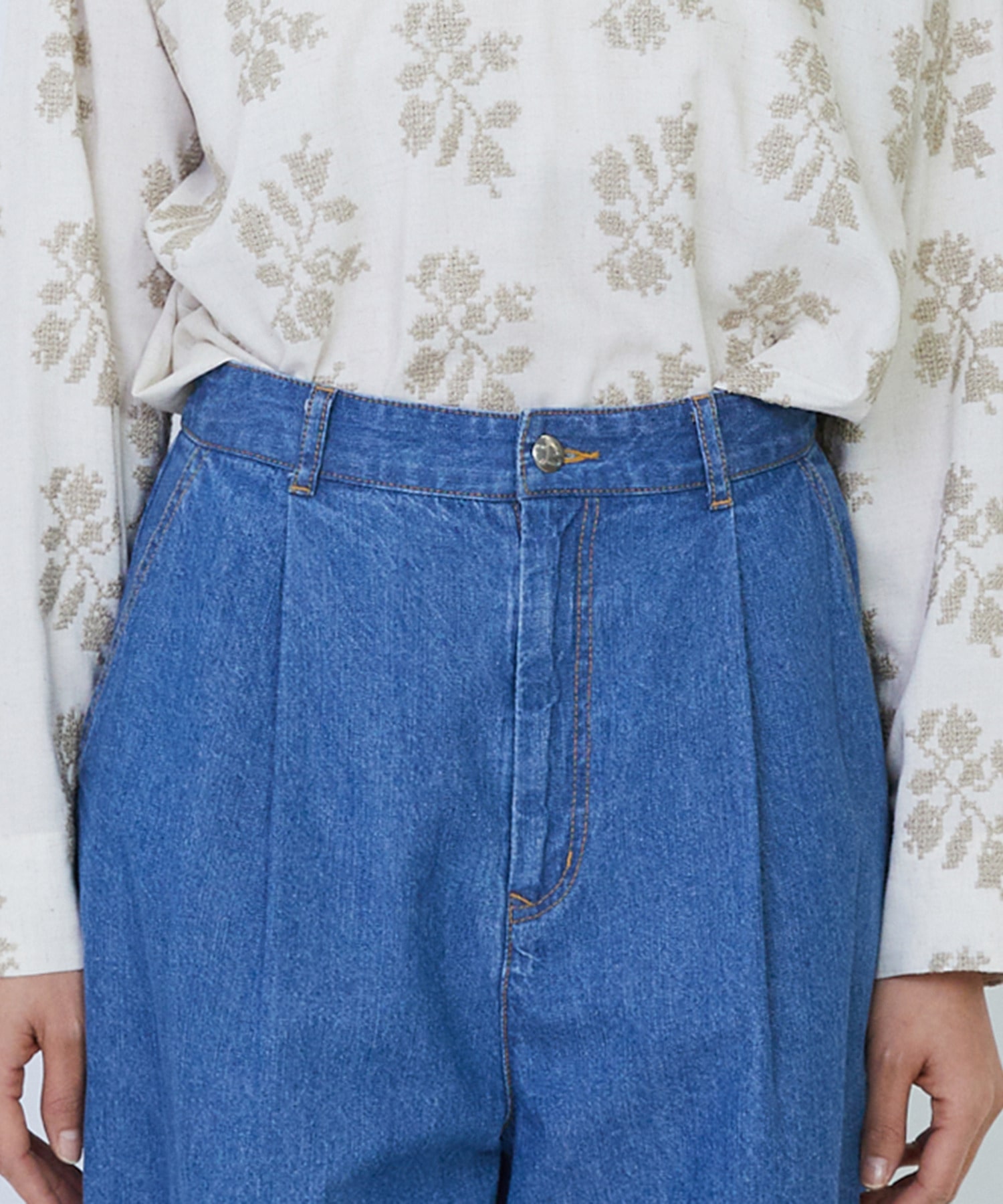 【LOISIR】【MTサイズ有り】綿麻ライトデニムワイドパンツ 詳細画像 ライトインディゴブルー 15