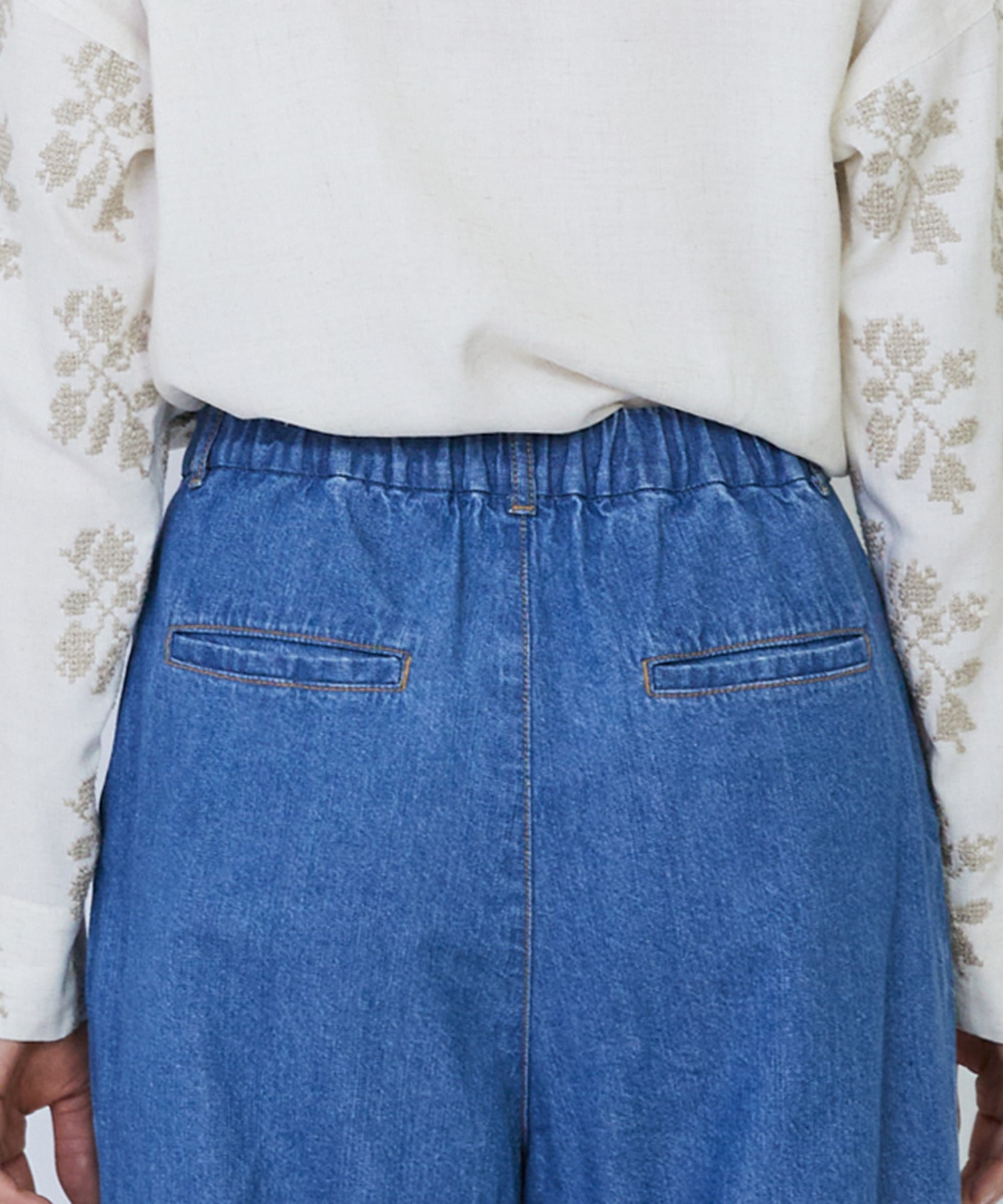 【LOISIR】【MTサイズ有り】綿麻ライトデニムワイドパンツ 詳細画像 ライトインディゴブルー 16