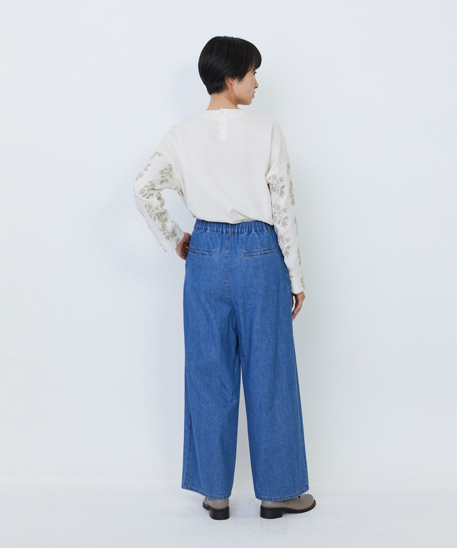 【LOISIR】【MTサイズ有り】綿麻ライトデニムワイドパンツ 詳細画像 ライトインディゴブルー 8