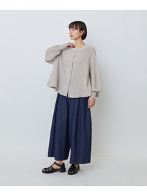 【LOISIR】綿麻ライトデニムボトルシルエットパンツ 詳細画像 インディゴブルー 1