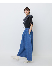 【LOISIR】綿麻ライトデニムボトルシルエットパンツ 詳細画像 インディゴブルー 10