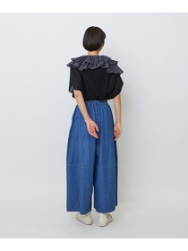 【LOISIR】綿麻ライトデニムボトルシルエットパンツ 詳細画像 インディゴブルー 11