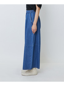 【LOISIR】綿麻ライトデニムボトルシルエットパンツ 詳細画像 インディゴブルー 16