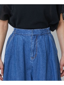 【LOISIR】綿麻ライトデニムボトルシルエットパンツ 詳細画像 インディゴブルー 18