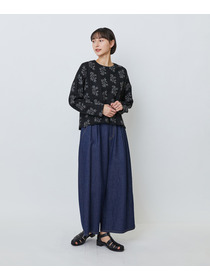 【LOISIR】綿麻ライトデニムボトルシルエットパンツ 詳細画像 インディゴブルー 2