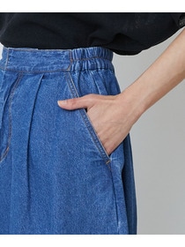 【LOISIR】綿麻ライトデニムボトルシルエットパンツ 詳細画像 インディゴブルー 20