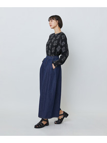 【LOISIR】綿麻ライトデニムボトルシルエットパンツ 詳細画像 インディゴブルー 4