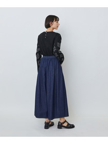 【LOISIR】綿麻ライトデニムボトルシルエットパンツ 詳細画像 インディゴブルー 5