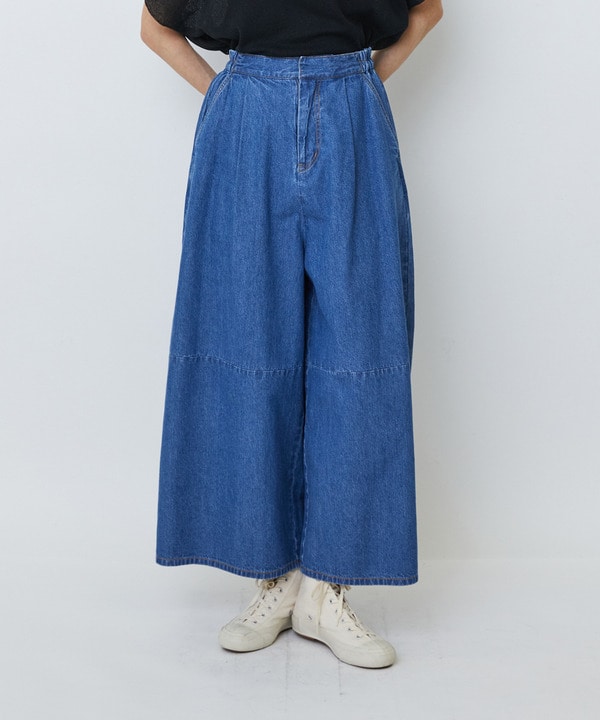 【LOISIR】綿麻ライトデニムボトルシルエットパンツ