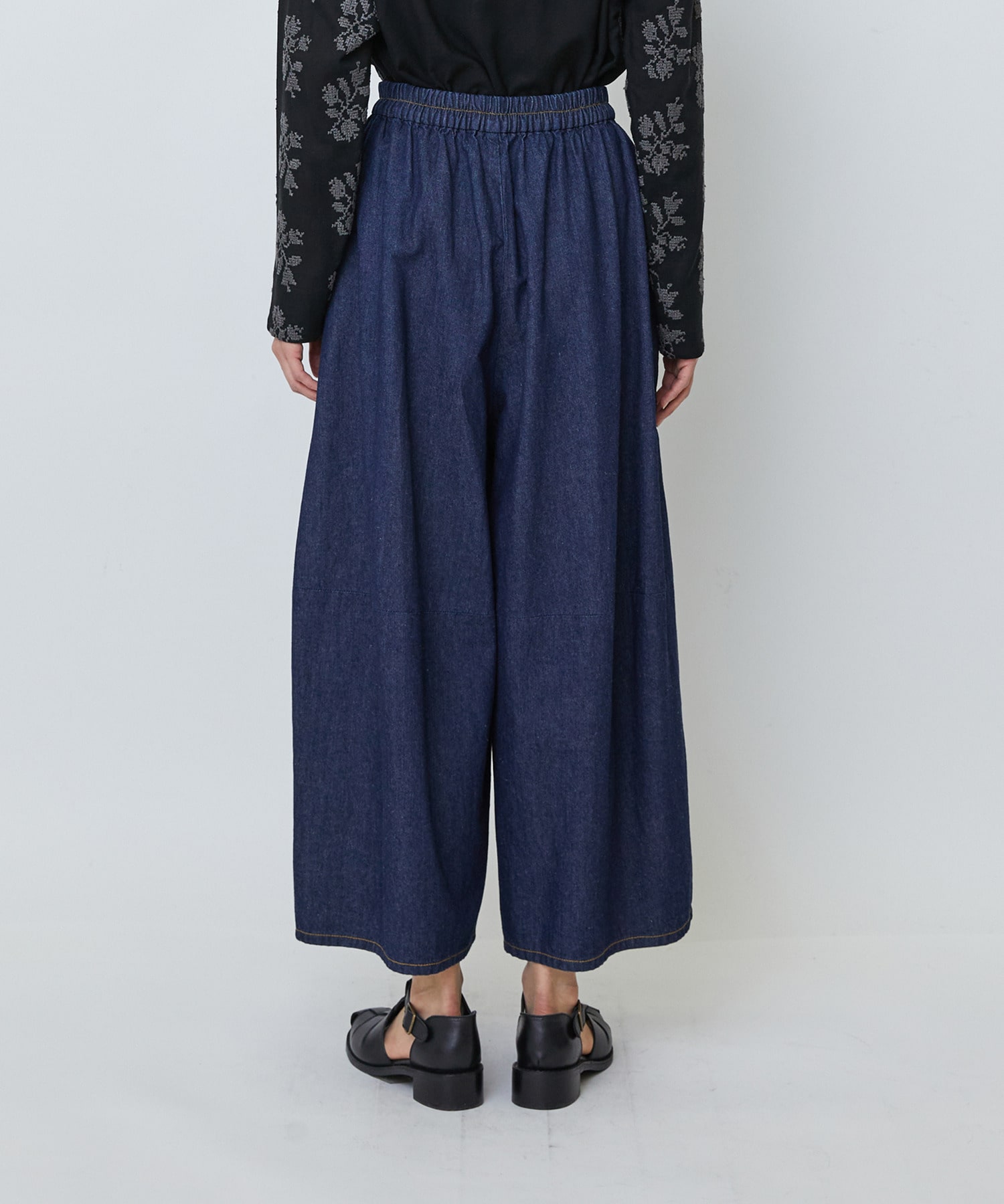 【LOISIR】綿麻ライトデニムボトルシルエットパンツ 詳細画像 インディゴブルー 14