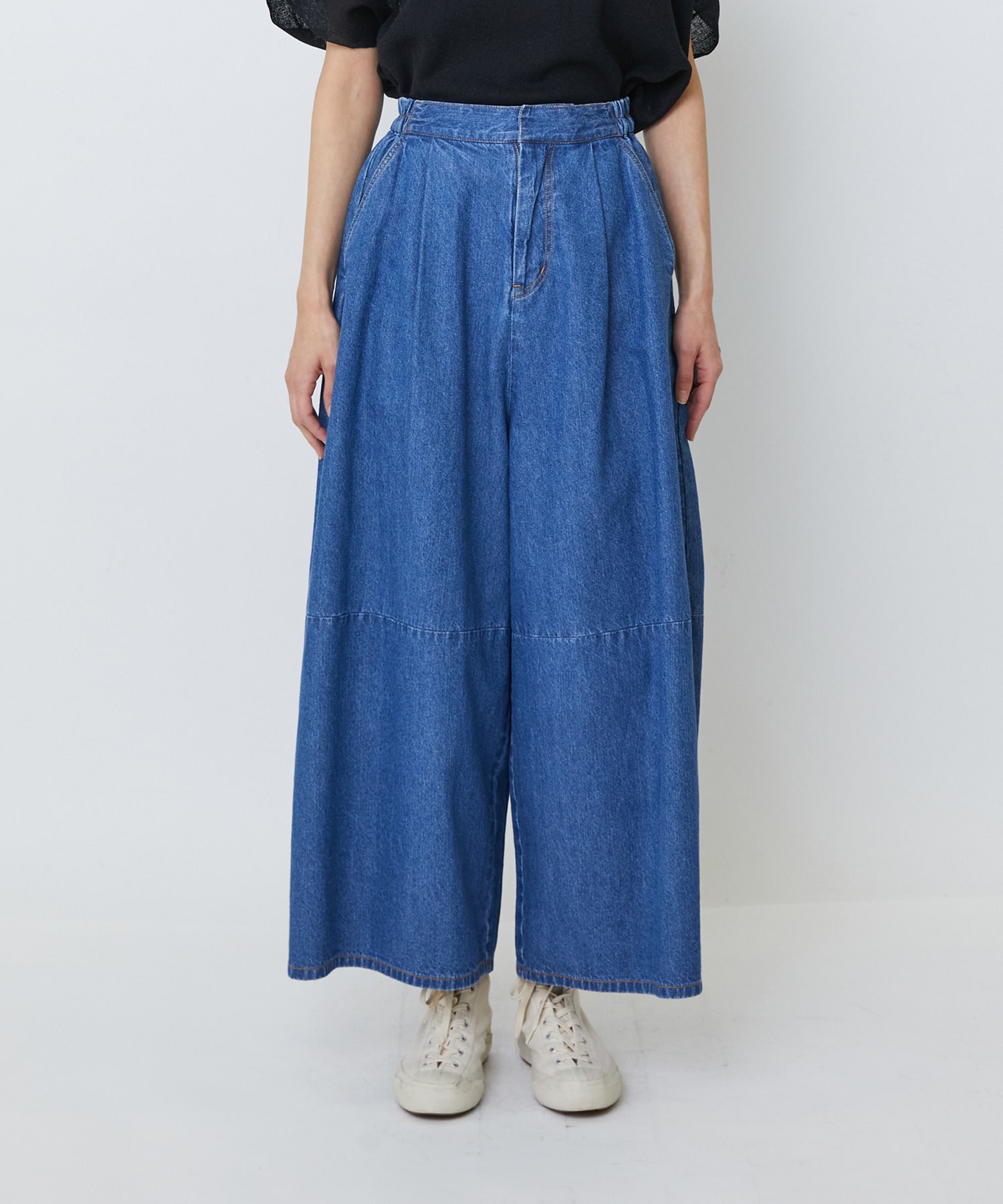 【LOISIR】綿麻ライトデニムボトルシルエットパンツ 詳細画像 インディゴブルー 15