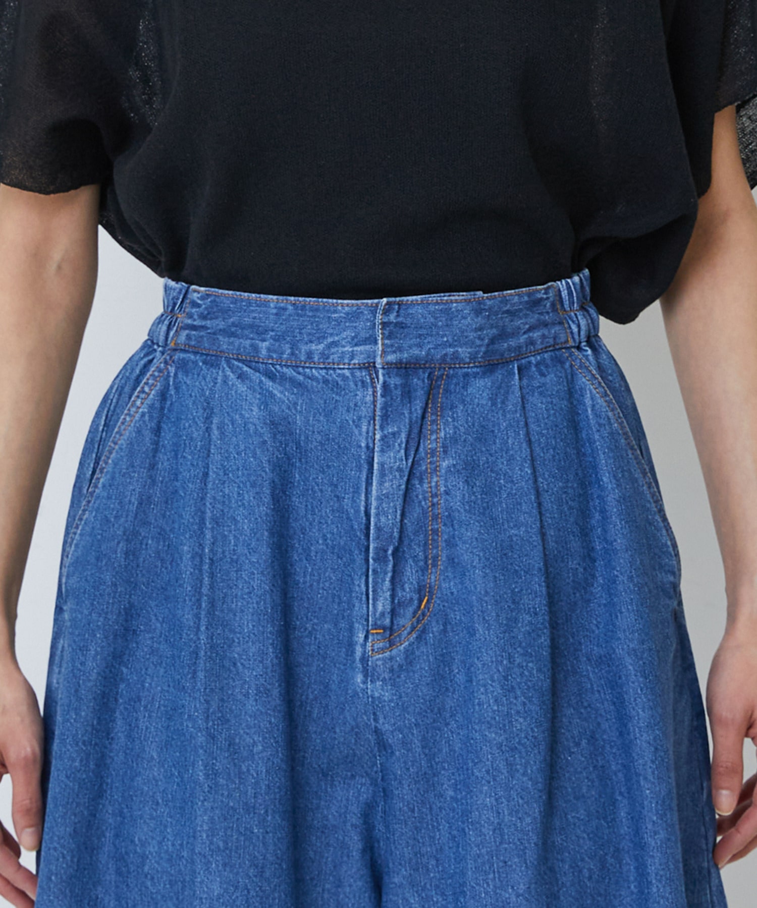 【LOISIR】綿麻ライトデニムボトルシルエットパンツ 詳細画像 インディゴブルー 18