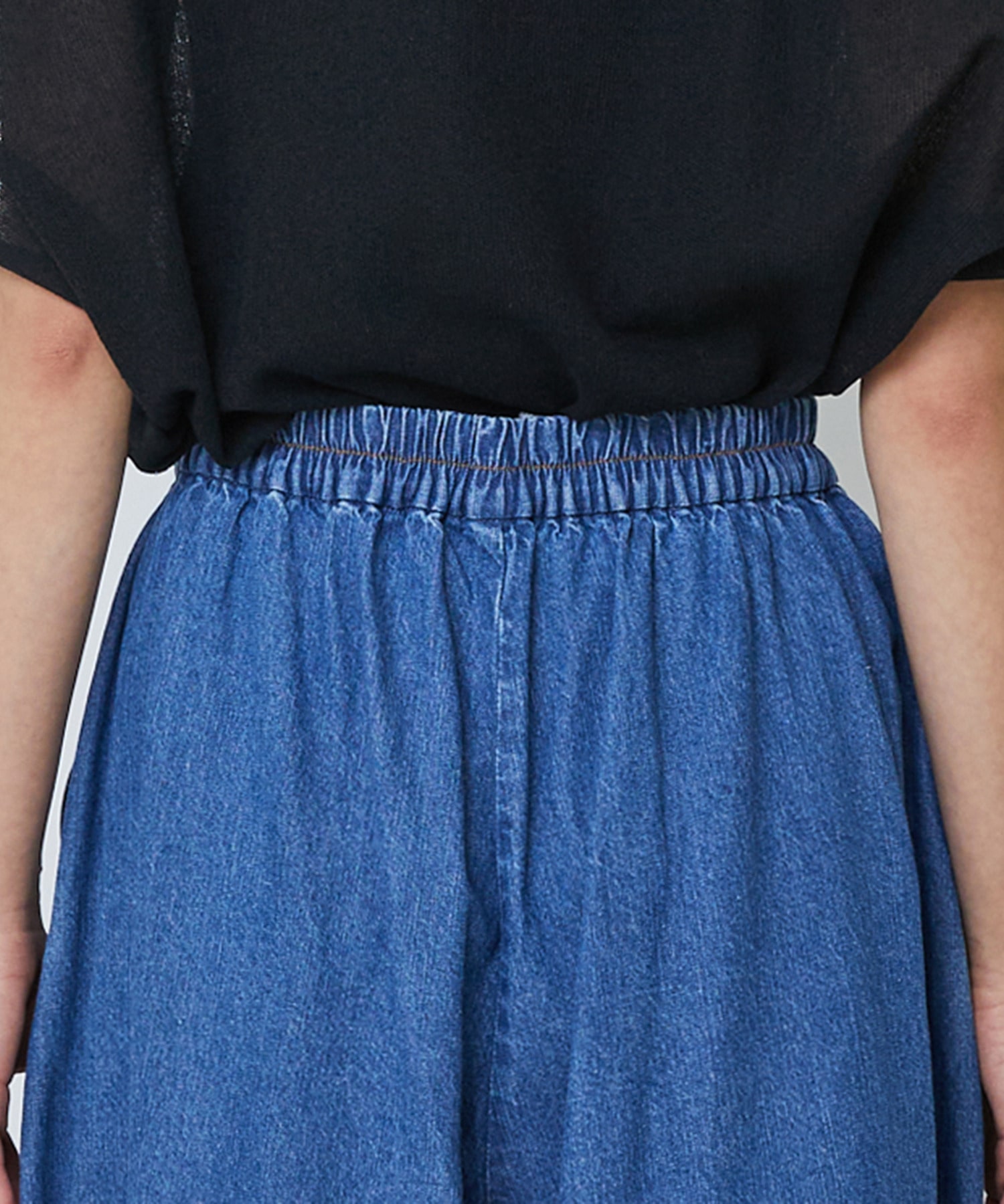 【LOISIR】綿麻ライトデニムボトルシルエットパンツ 詳細画像 インディゴブルー 19