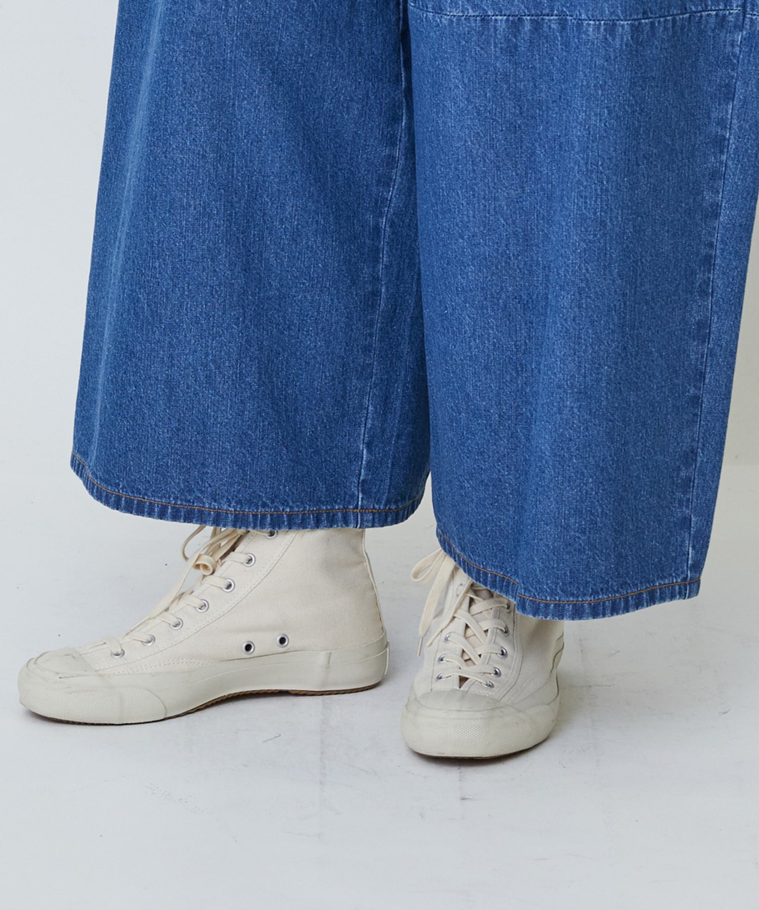 【LOISIR】綿麻ライトデニムボトルシルエットパンツ 詳細画像 インディゴブルー 21