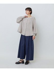 【LOISIR】【2WAY】サーキュラーフレアーカーディガン 詳細画像 ネイビー&times;ホワイト 1