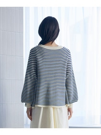 【LOISIR】【2WAY】サーキュラーフレアーカーディガン 詳細画像 ネイビー&times;ホワイト 11