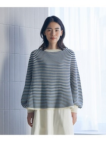 【LOISIR】【2WAY】サーキュラーフレアーカーディガン 詳細画像 ネイビー&times;ホワイト 12