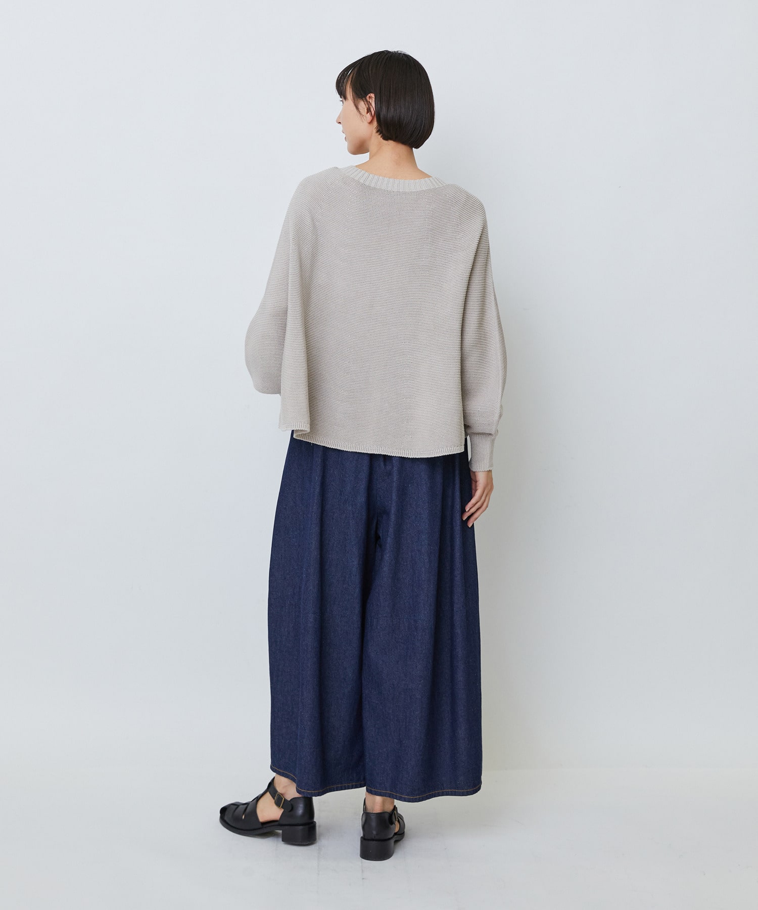 【LOISIR】【2WAY】サーキュラーフレアーカーディガン 詳細画像 ネイビー&times;ホワイト 3