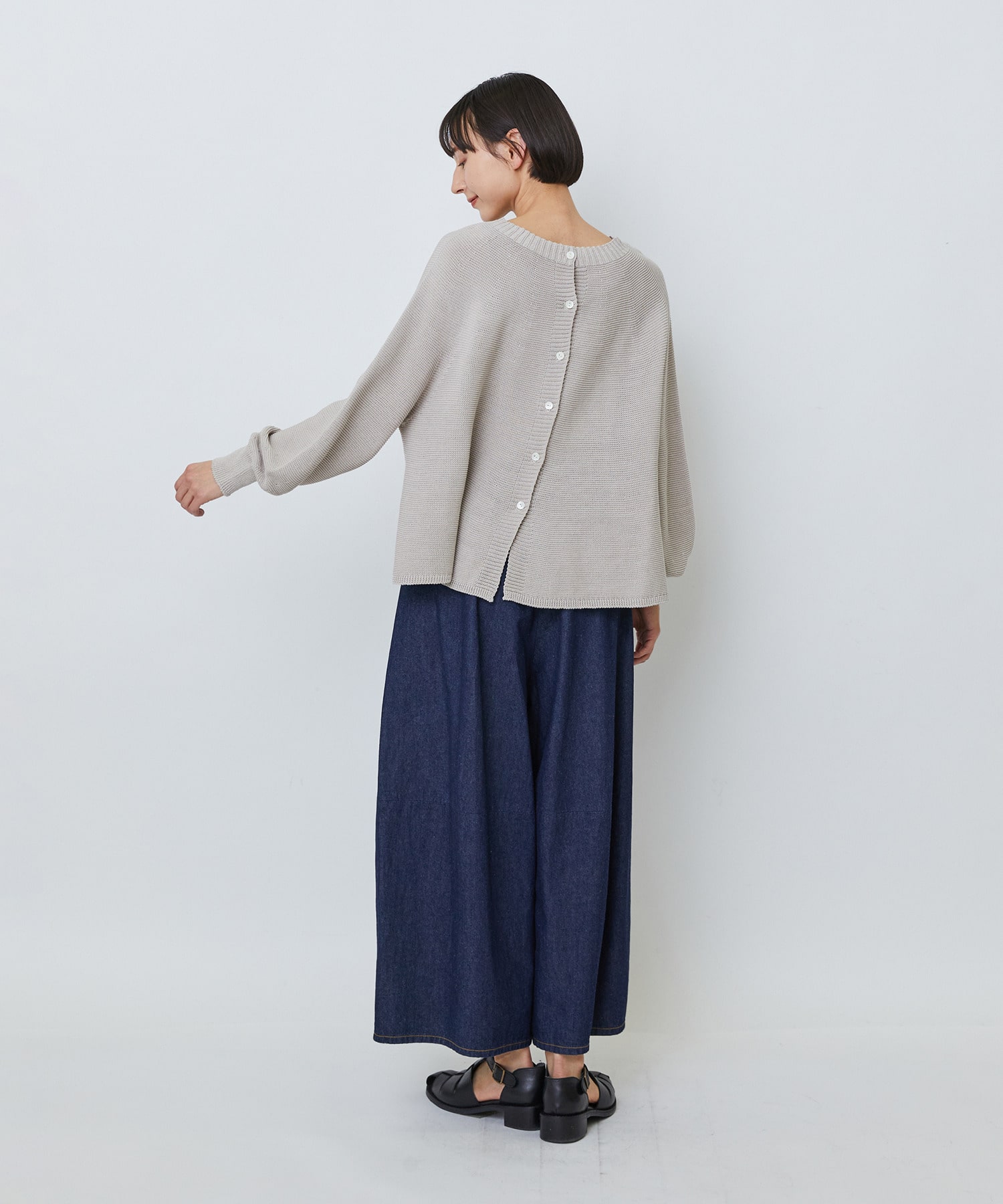 【LOISIR】【2WAY】サーキュラーフレアーカーディガン 詳細画像 ネイビー&times;ホワイト 6