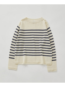 【LOISIR】クルーネックプルオーバー 詳細画像 ネイビー&times;ホワイト 7