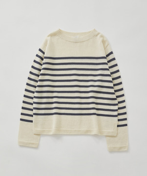 【LOISIR】クルーネックプルオーバー 詳細画像 ネイビー&times;ホワイト 1