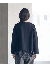 【LOISIR】コットン裏毛クルーネックジャケット 詳細画像 グレー 17