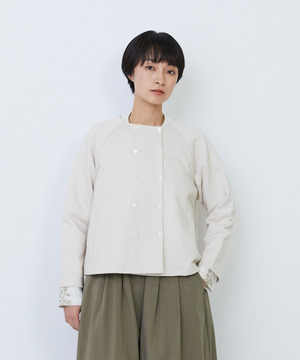 【LOISIR】コットン裏毛クルーネックジャケット 詳細画像 ベージュ 1